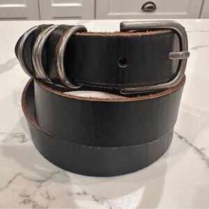 American Eagle Black Leather Casual Belt Womens S Silver Plated Multi Loops Boho